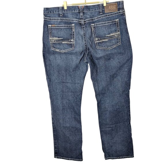 Ariat M4 Mens Relaxed Boot Cut Jeans Size 42 X 34 Blue Denim Whickered Western C - Picture 5 of 14